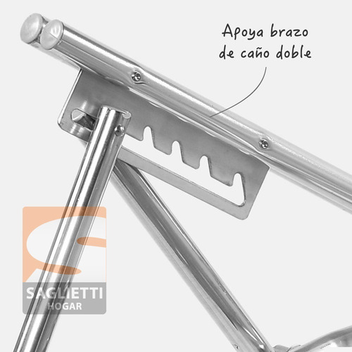 Imagen 7 de 10 de Reposera Cama Camastro Apoya Pies Aluminio 140 Kg Alumel 160