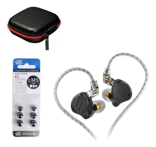 Audífonos Kz Zs10 Pro X Negros No Mic + Estuche + Gomitas