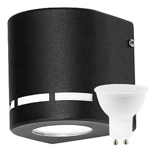 Aplique Unidireccional Metal Exterior Semicilindro+dicro Led