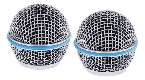 2pcs Micrófono De Material Acero Malla Parrilla De Espuma
