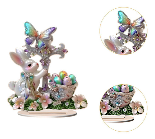 Letrero De Mesa Con Escena De Huevo Y De Pascua