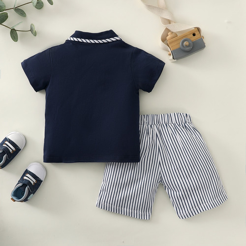 Conjunto De Camiseta Y Pantalones A Rayas De Algodón De Bebé