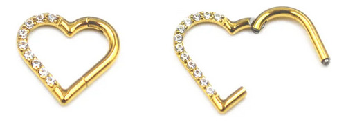 Piercing Clicker Daith Titanio Argolla Corazón Zirconias