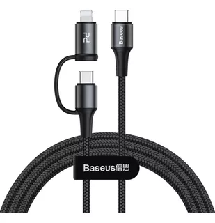 Cable USB-C 2 en 1 para iluminación tipo C/Baseus 18 W 60 W Pd 1 m, color negro