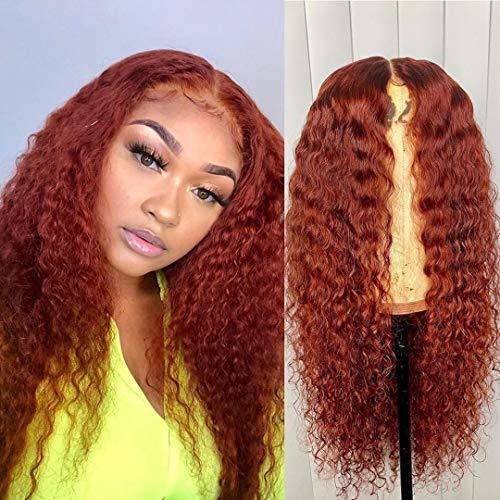 Pelucas - Full Lace Wigs Orange Red Color Human Hair 13x4 La