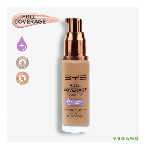 Base de maquillaje líquida Bys Cosmetics Full Coverage BY366-CO/LFEFCN Full Coverage BYS Cosmetics tono sand beige - 30mL 50g