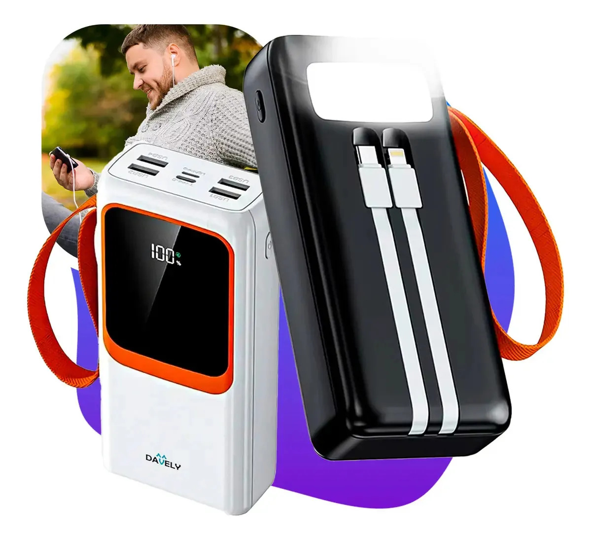 Carregador Portátil Power Bank Turbo 30000mah Carga Rápida Preto