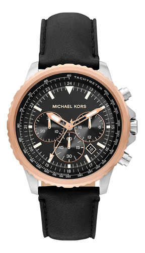 Reloj Hombre Michael Kors Mk8905 Cuarzo Pulso Negro En Cuero