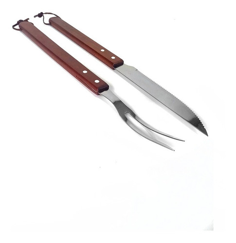 Juego Cuchillo Y Tenedor Asado Set Parrillero Asador Acero 