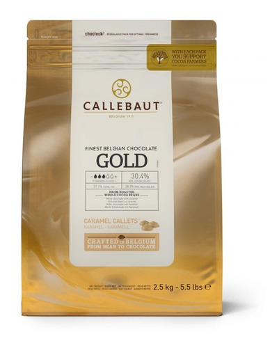 Chocolate Gold 30.4 % Blanco Con Caramelo Callebaut 2.5 Kg