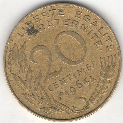 Moneda Francia 20 Céntimos, 1964 53