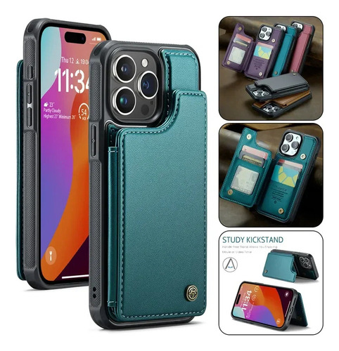Funda De Piel Con Tapa Tipo Cartera Para iPhone, Tarjetero