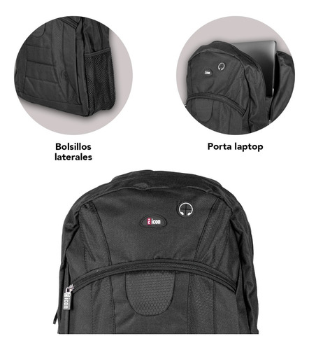 Backpack Portalaptop Mochila Icon Color Negro