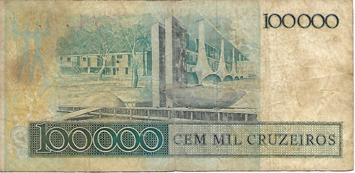 Brasil 100 Cruzados Resello 100 Mil Cruzeiros Bueno Palermo (Usado)