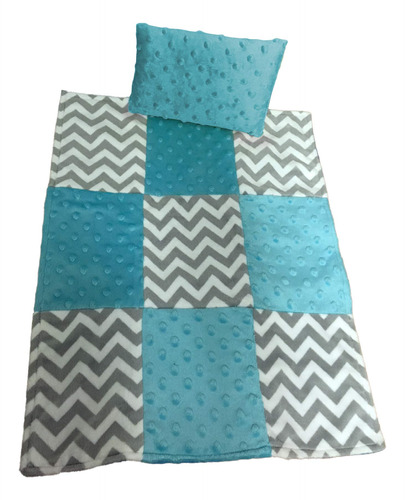 Peluche Baby Doll Minky Chevron Patch Doll Manta Y Funda De 