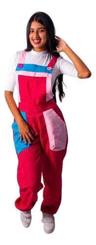 Macacão Colorido Para Monitores De Festas Infantis Vermelho Fúcsia P