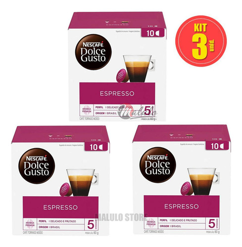 Cápsulas Dolce Gusto Espresso Kit 3 Caixas