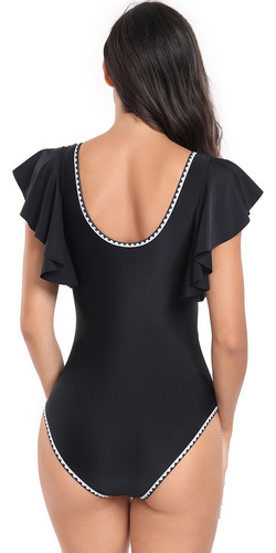 Traje De Baño Con Control De Barriga De Encaje Con Volantes