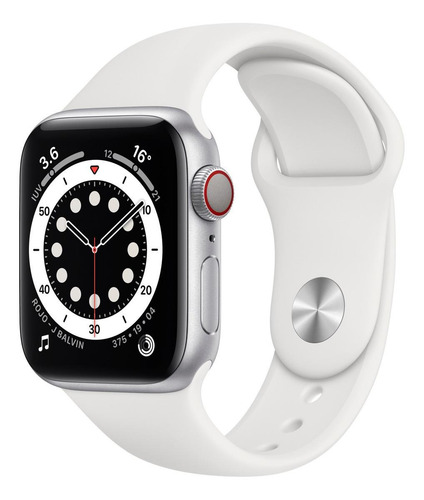 Imagen 1 de 8 de Apple Watch Series 6 (GPS+Cellular) - Caja de aluminio plata de 40 mm - Correa deportiva blanco