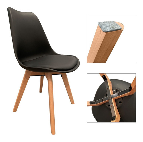 Imagen 7 de 9 de Sillas Tulip Negra Con Cruz De Metal X4 Con Envio Gratis