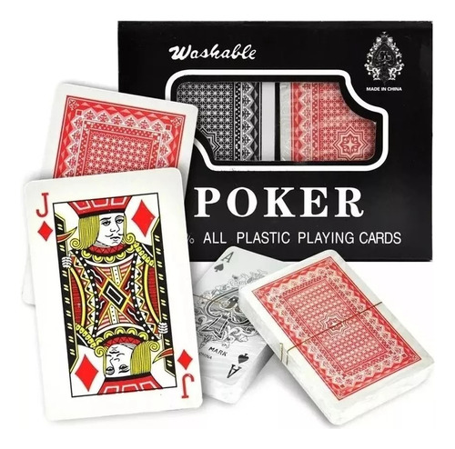 Estuche 2 Barajas Cartas Poker 100% Plástico Lavable