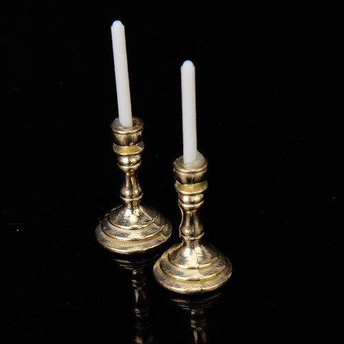 2 Uds 1:12 Casa De Muñecas Mini Velas Candelabros De Mesa
