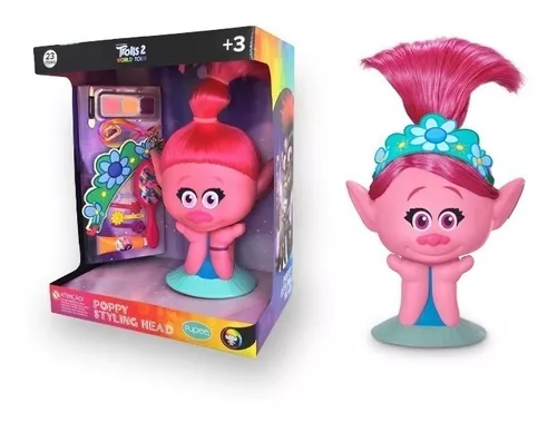 Boneca busto poppy trolls original faça penteados com + 20