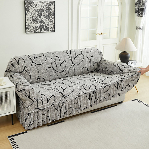 Protector Cubre Sofa Fundas Elástico Lavable Ajustable Gris-loto Vegetariano Lisa S-asiento Individual