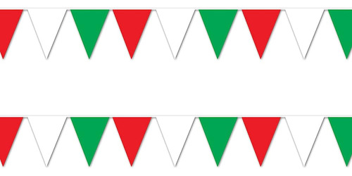 Beistle, White & Green Pennant Banner 2 Piezas, Rojo / Blanc