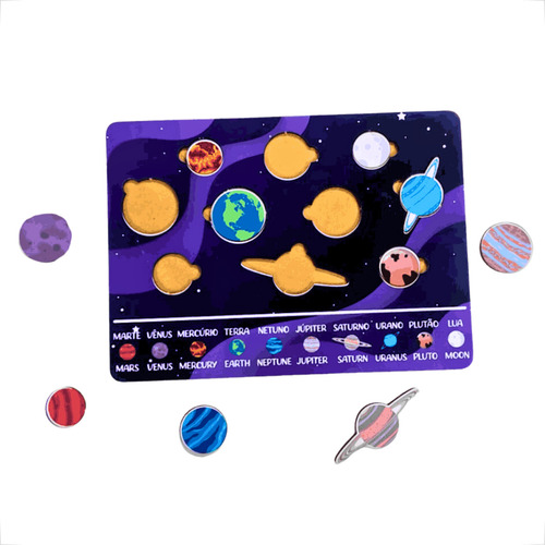 Quebra-cabeça Infantil Com Planetas Sistema Solar Em Mdf