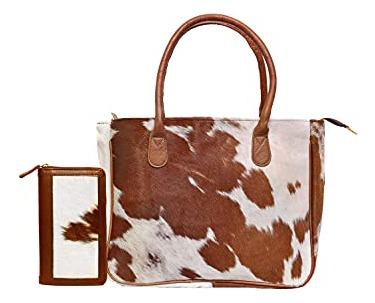 Bolso De Mano De Piel De Vaca Clásico Occidental Para Mujer,