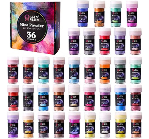 Let's Resin 36 Colors Mica Powder, Mica Pigment Powder For E