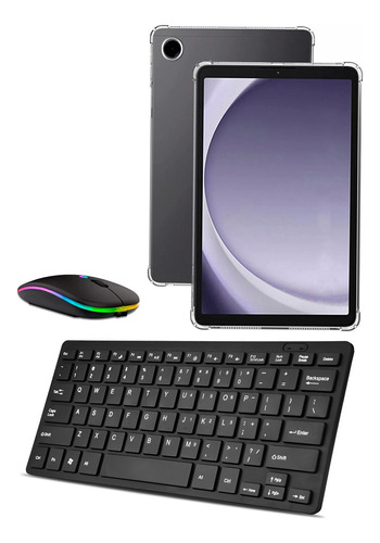 Capa Tpu Para Galaxy Tab A9 Plus - X210 + Teclado E Mouse Cor Preto