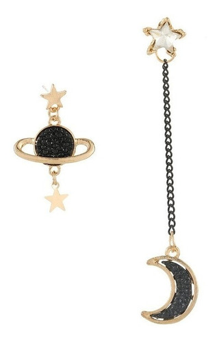 Aretes Mujer Largos Luna Estrella Planeta Cadena Lindos Moda