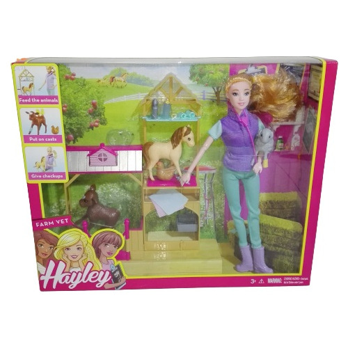 Set Muñeca Profesion Veterinaria Granja Blusa 14pza Hayley