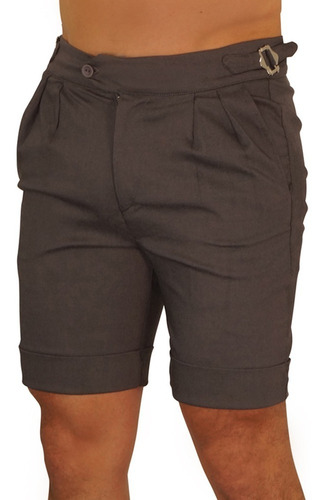 Short Hombre John Leopard Ajustados Plisado Con Hebillas