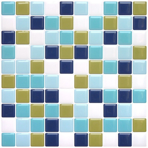 Pastilha Adesiva Resinada Kit 10 Placas Cobre 0,62 M2 Cor Colors 03 - Azul/verde/branco