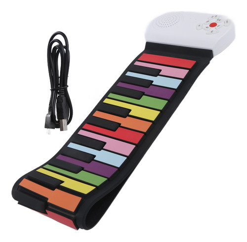 Teclado Flexible Enrollable Para Piano, 49 Teclas, Arcoíris