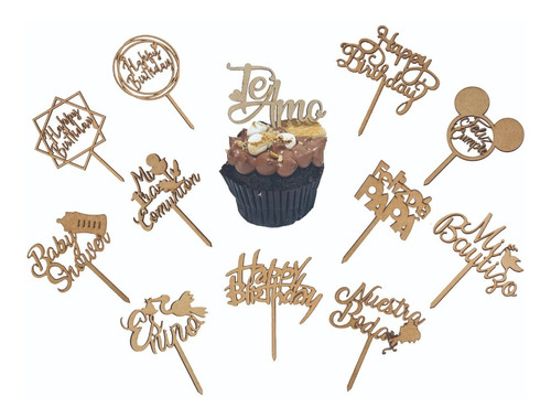 25 Mini Letreros Cake Topper / Cupcake 10 Cm