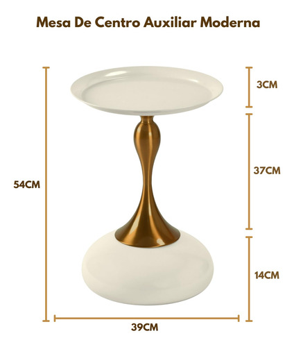Mesa Auxiliar Dorada Decorativa Moderna Para Sala O Recámara