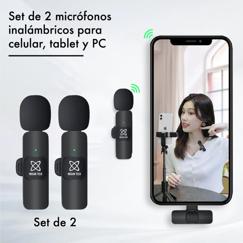 Micrófono 2 Mics Compatible iPhone iPad Corbatero MeganTech