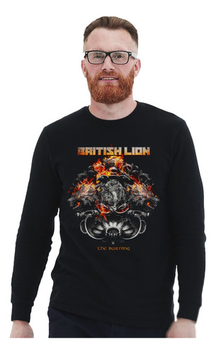 Polera Ml British Lion The Burning Rock Impresión Directa