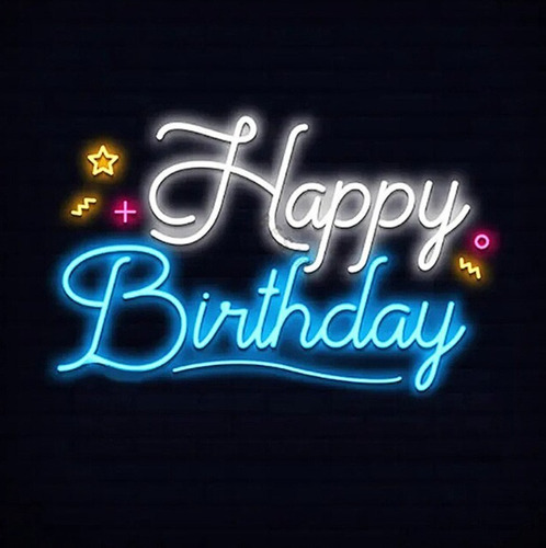 Letrero Led Neon Happy Birthday Colorido Ancho 40cm Luminoso