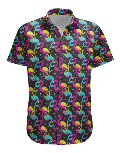 Camisa Botão Animal Colors Retro Tumblr Summer Aesthetic