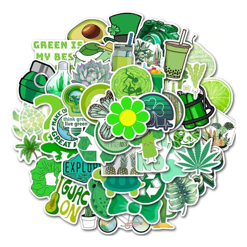 Stickers Calcomanías Cool Green Protección Ambiental 50 Unid