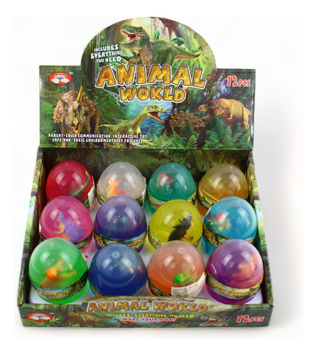 Set 12 Huevos De Dinosaurio Con Slime Colores Juguete Niños