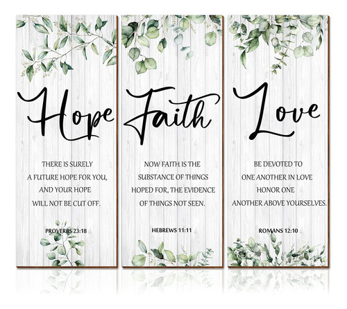 3 Pieza Faith Hope Love Decoracion Pared Versiculo Biblico