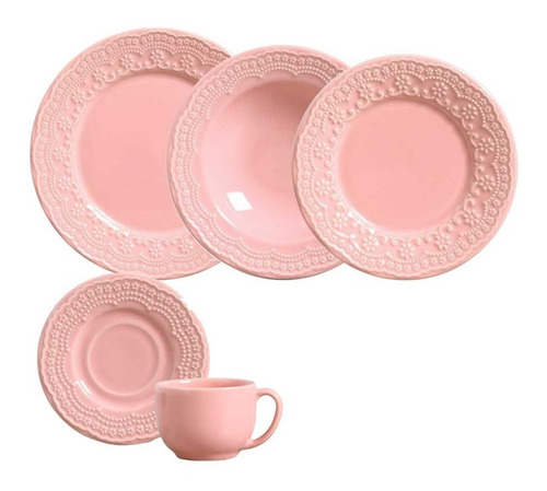 Aparelho De Jantar Porto Brasil Madeleine Rosa 30 Peças