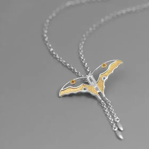 Imagen 8 de 8 de Dije Collar Mariposa Plata Ley 925 Baño Oro 24k Mujer Hombre