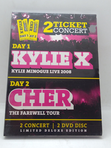 Kylie X / Cher 2 Tickets Concert Dvd Doble Nuevo